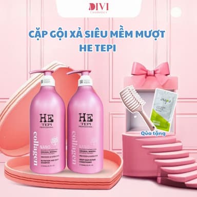 Dầu gội HE TEPI 1000ml chính hãng Dầu gội xả collagen mượt tóc hương nước hoa thơm lâu - Mỹ phẩm Divi